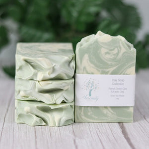 Clay Soap French Green with Kaolin Clay Swirl